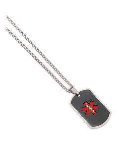 Stainless Steel Dog Tag Obsidian Red