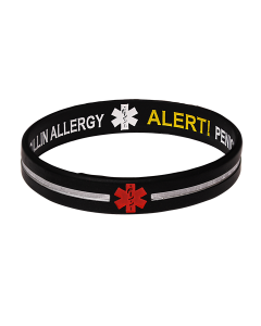 Penicillin Allergy - Black Cross Reversible Designer Medical Bracelet