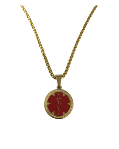 Stainless Steel Gold Round Pendant Necklace