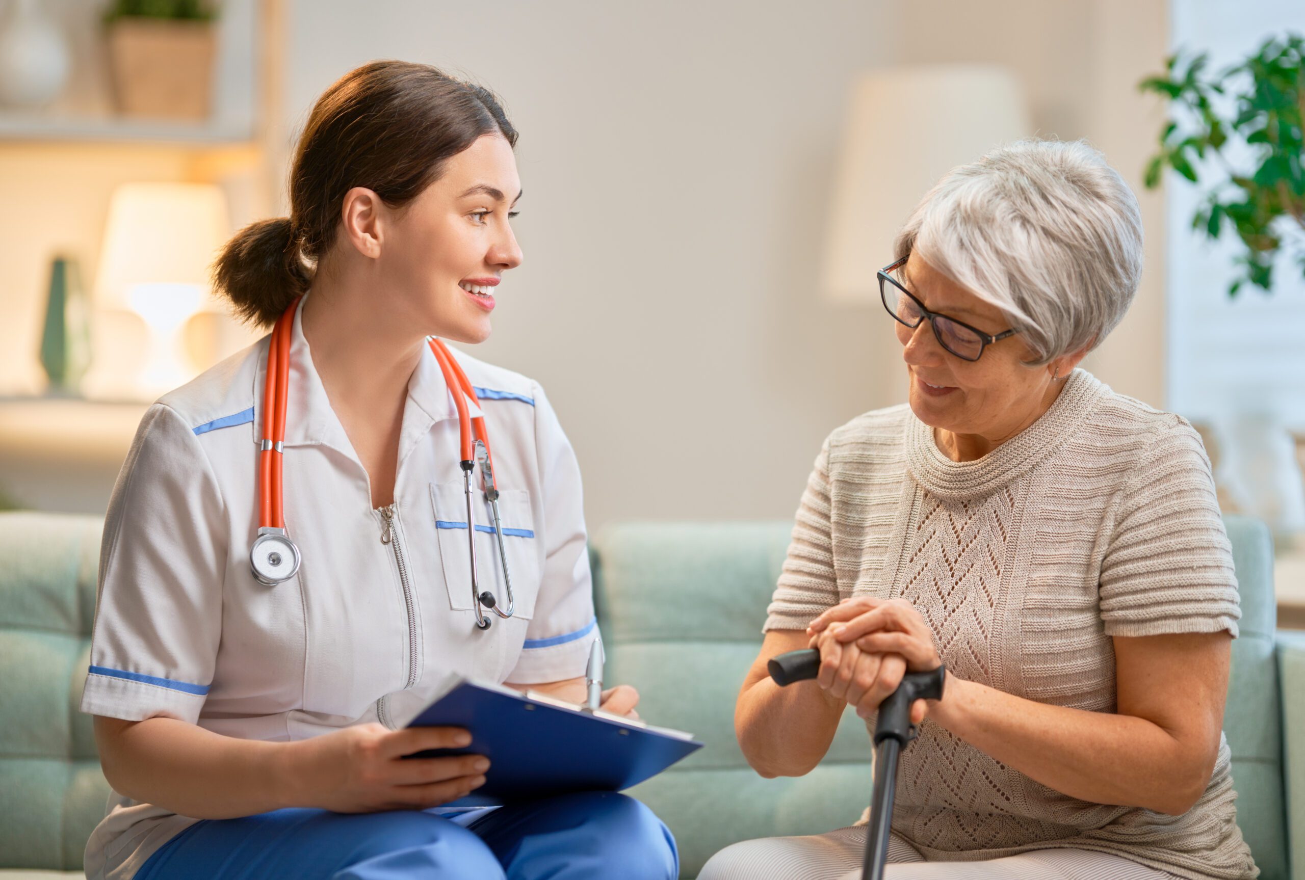 Patient and caregiver in hospital — medical ID prevents treatment errors